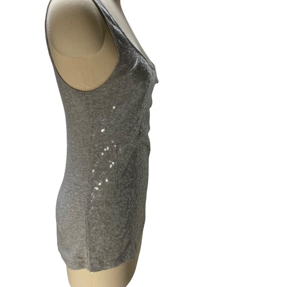 Old Navy Sequin-Embellished L Gray Tank Top 90s Y2K Fun Park Picnic‎ - Picture 5 of 11